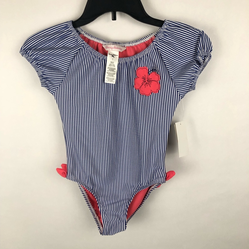 Girls Tommy Bahama Striped seersucker swimsuit 7